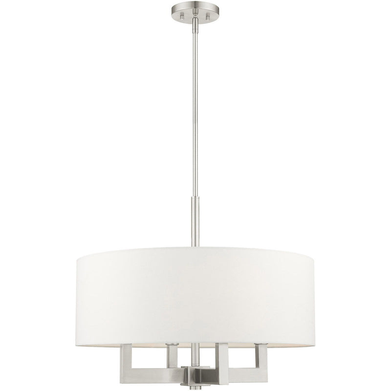 22'' Four Light Dimmable Chandelier With Shades - Nickel