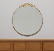 Load image into Gallery viewer, 39" Crowned Top Iron Framed Accent Mirror - Gold
