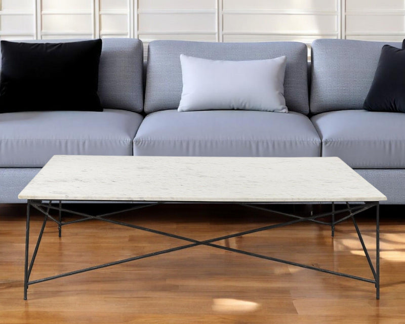 35" Metal Coffee Table - White