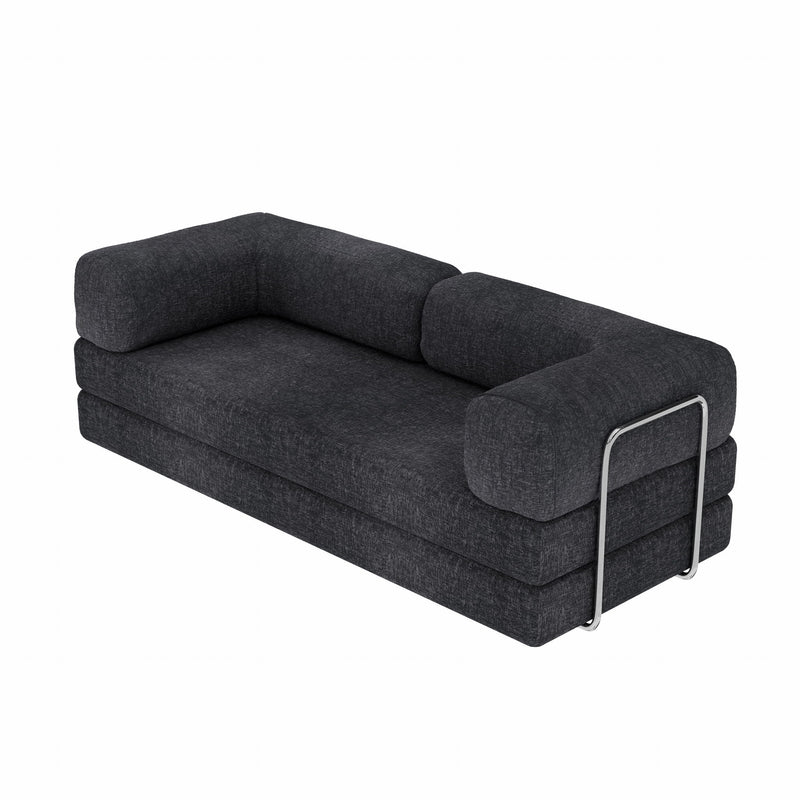 Chenille Convertible Futon Sleeper Sofa - Gray