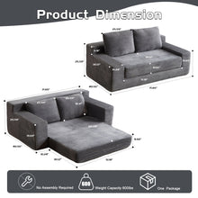 Load image into Gallery viewer, Loveseat Sofa, Comfortable Deep Seat Sofa Bed, Modern Small Corduroy Couch For Living Room Bedroom,Reversible Cushion With Pillows,No Assembly Required,Dark Gray
