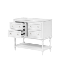 Load image into Gallery viewer, Bathroom Vanity With Medicine Cabinet, Storage Cabinet With 4 Drawers, Adjustable Shelf Mirror
