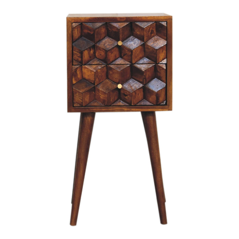 24" Solid Wood Two Drawer Nightstand - Dark Brown