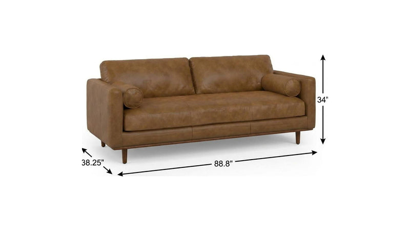 89" Leather Sofa - Brown