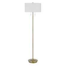 Load image into Gallery viewer, Two Light Traditional Shaped Floor Lamp With White Rectangular Shade - Brass
