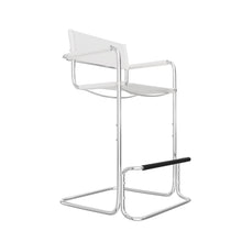 Load image into Gallery viewer, Leather Bar Height Bar Chair - White / Silver
