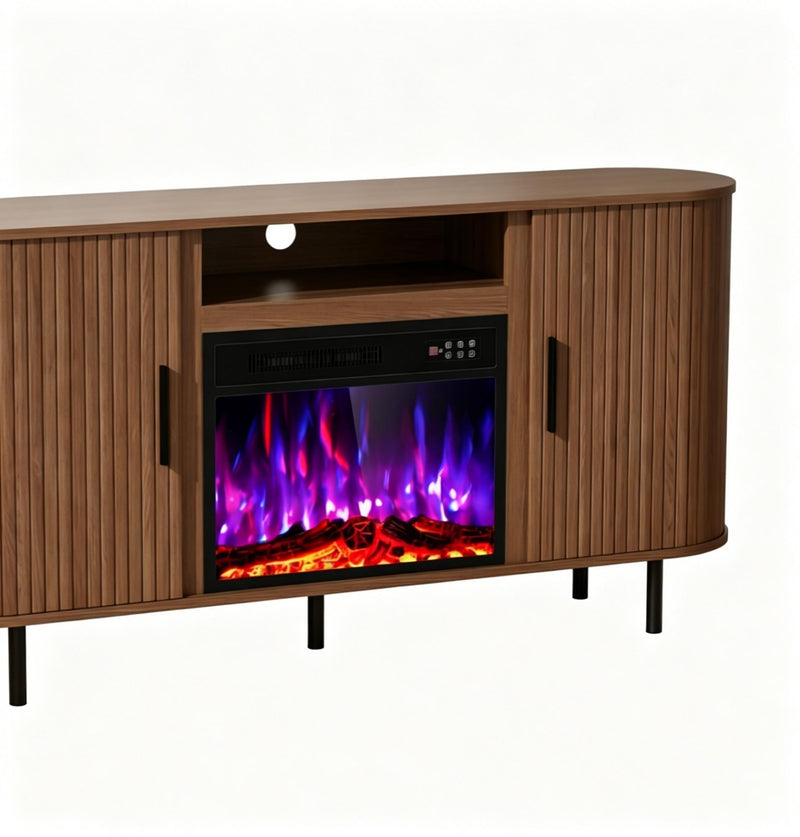Fireplace TV Stand With Fireplace (734215) - Brown