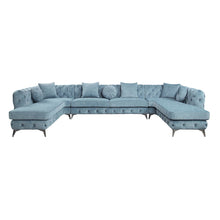 Load image into Gallery viewer, Zerah - Sectional Sofa With 7 Pillows - Dusty Blue Fabric
