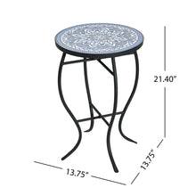 Load image into Gallery viewer, Outdoor Round Side Table With Mosaic Style Top And Curved Iron Legs
