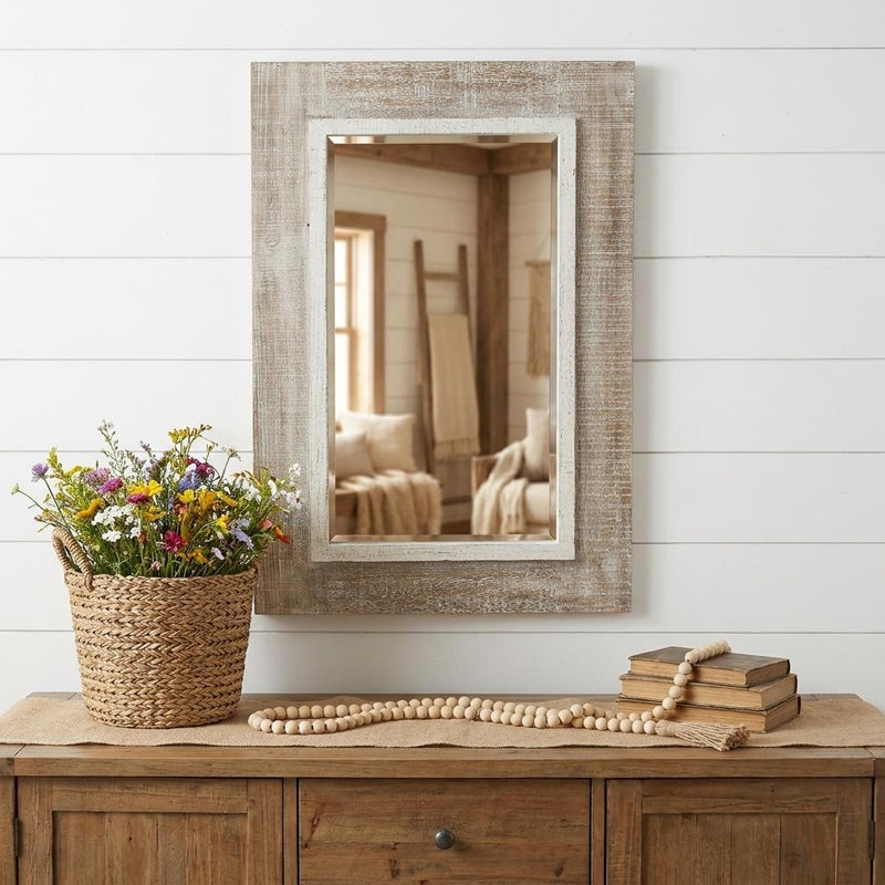 Framed Accent Mirror - Natural / White