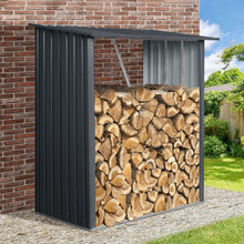 Load image into Gallery viewer, Outdoor Meta Firewood Rack, Open Wood Shed For Firewood, Pellet, Or Lumber Storage - Black
