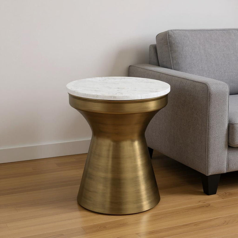 Round End Table Iron - Antiqued Brass