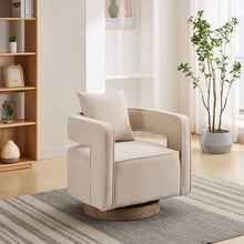 Load image into Gallery viewer, Swivel Accent Open Back Barrel Chair With Weathered Base
