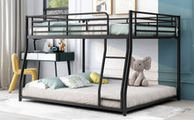 Load image into Gallery viewer, Metal Floor Bunk Bed, Full XL over Queen, Black
