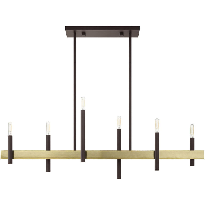 6-Light Dimmable Chandelier With Shades - Bronze