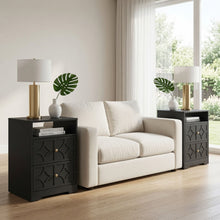 Load image into Gallery viewer, Nightstand With Diamond Carvings Handles, 2 Drawers &amp; Charging Station
