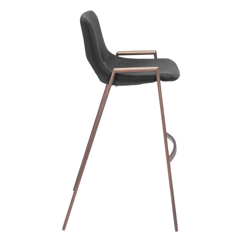 Steel Low Back Bar Height Bar Chairs (Set of 2) - Black And Brown