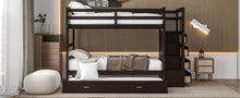 Load image into Gallery viewer, Twin Over Twin Bunk Bed with Trundle and Staircase,Espresso(OLD SKU:LT000068AAP)
