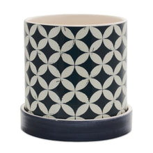 Load image into Gallery viewer, Striped Round Pot Planters (Set of 2) - Blue / White
