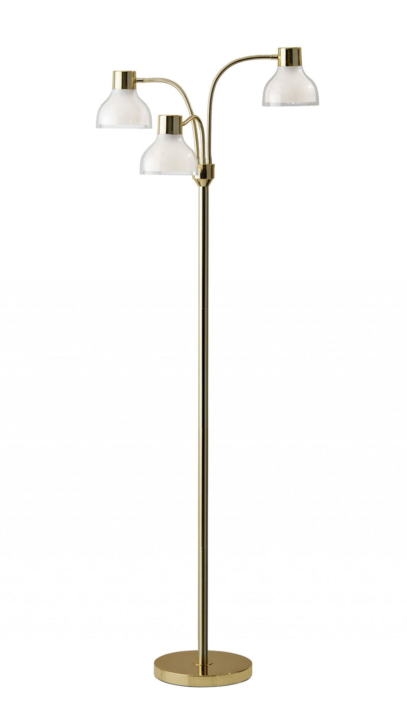 Three Light Tree Floor Lamp With Clear Bowl Shade - Gold