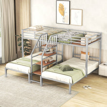 Load image into Gallery viewer, Metal Bunk Bed With Storage Shelves Staircase
