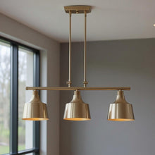 Load image into Gallery viewer, Kitchen Island Three Light Metal Dimmable Chandelier With Shades - Gold
