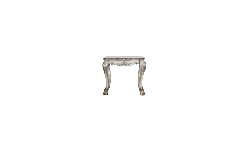 Vintage Solid Wood And Polyresin Square End Table - Bone White