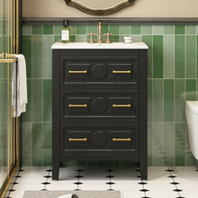 Load image into Gallery viewer, Bathroom Vanity With Sink, Free Standing Single Set, 3 Drawer Storage Cabinet
