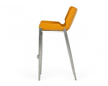 Load image into Gallery viewer, Faux Leather And Steel Low Back Bar Height Bar Chairs (Set of 2) - Orange And Silver
