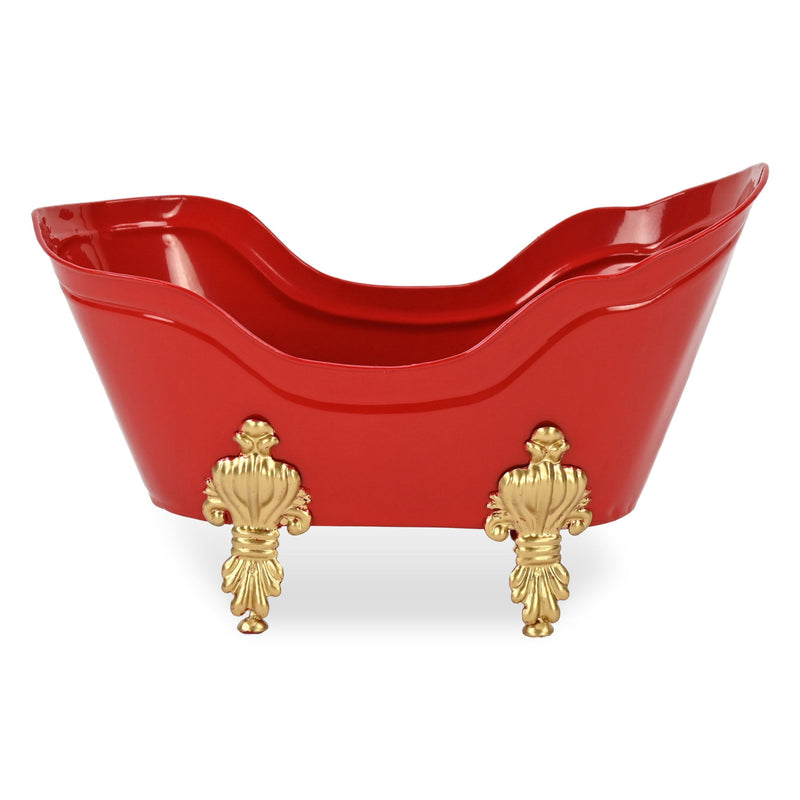 Christmas Santa Hand Painted Decorative Tub - Red