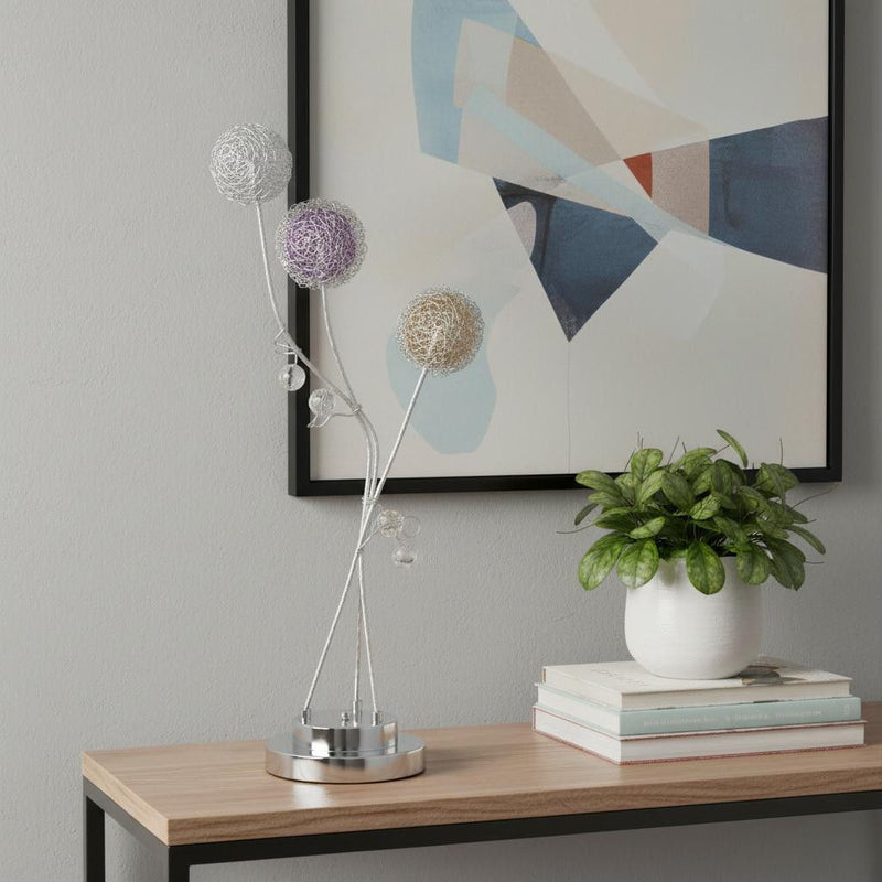 Three Light Bedside LED Table Lamp - Silver