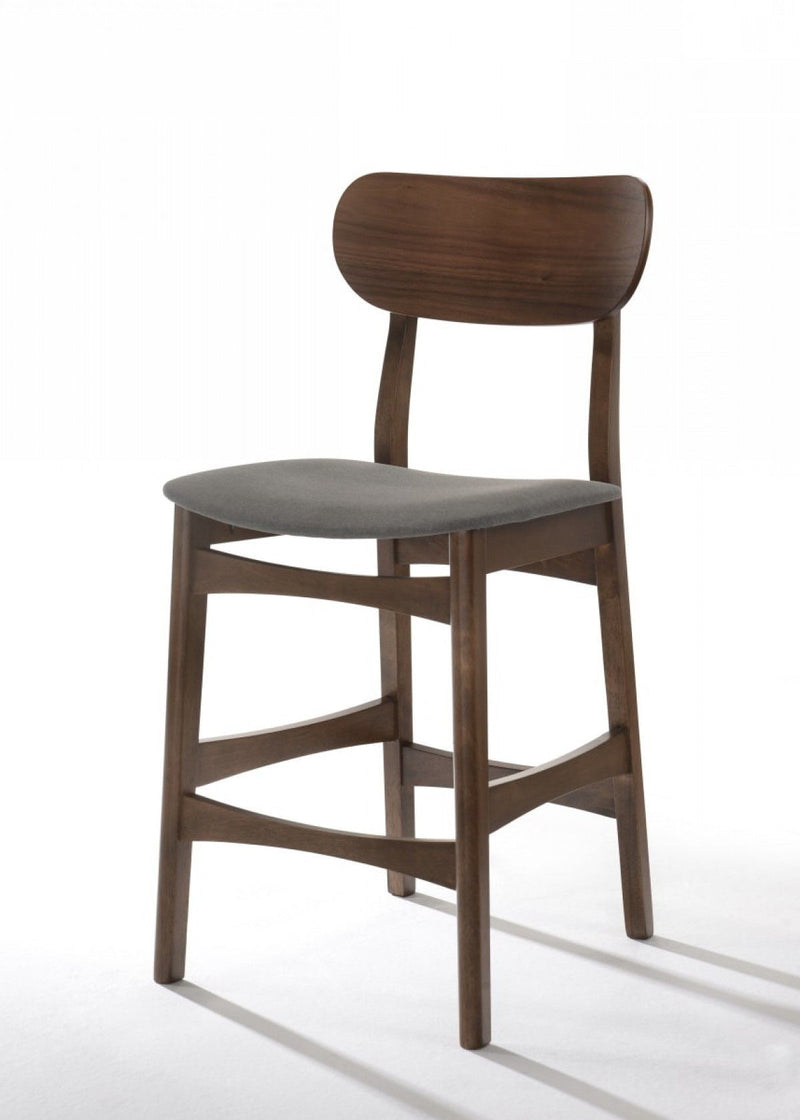 Solid Wood Low Back Bar Height Bar Chairs (Set of 2) - Gray And Brown