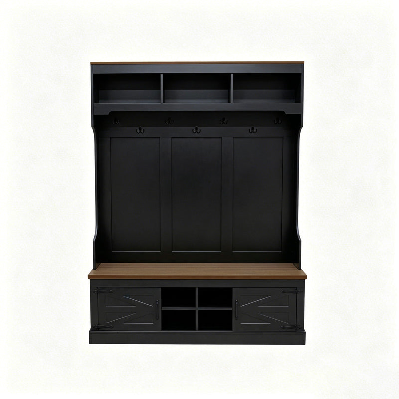 Farmhouse Hall Tree With Bench And Shoe Storage