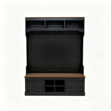 Load image into Gallery viewer, Farmhouse Hall Tree With Bench And Shoe Storage
