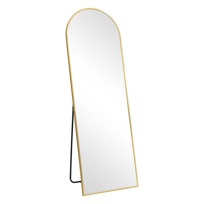 64" Metal Arch Freestanding Framed Standing Mirror - Gold