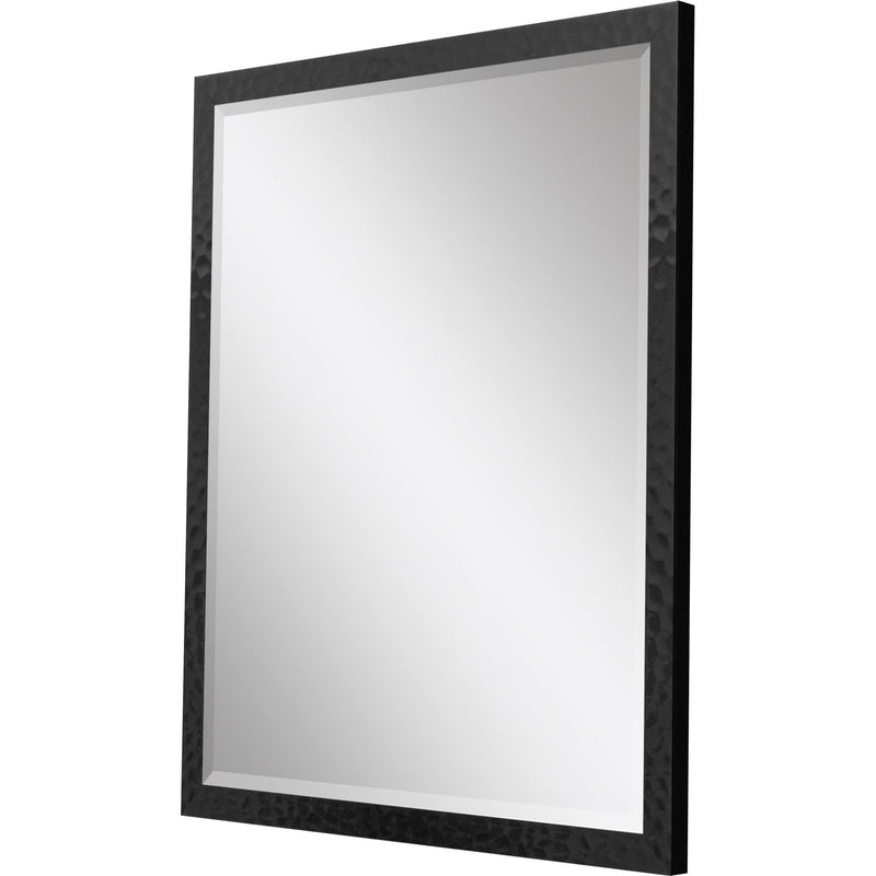 Hammered Geometric Finish Framed Accent Mirror - Black