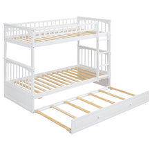 Load image into Gallery viewer, Twin over Twin Bunk Bed with Twin Size Trundle, Convertible Beds, White
