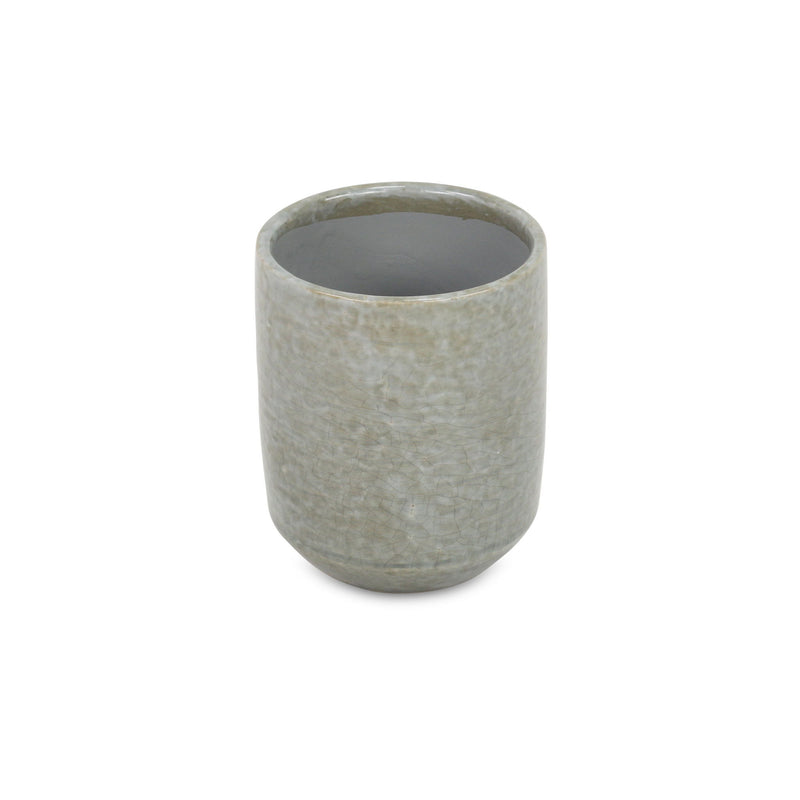 Crackle Mosaic Round Pot Planter (487390) - Gray
