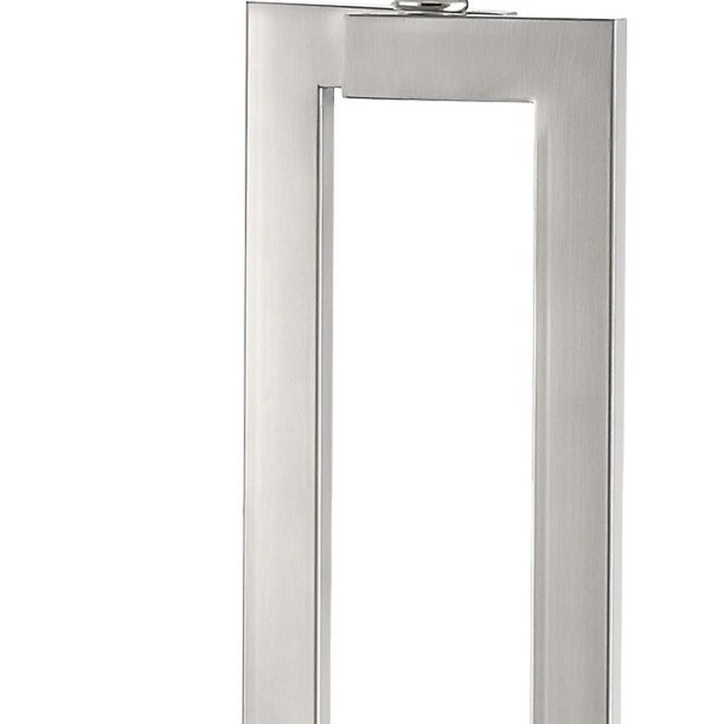 Metal Table Lamp With White Rectangular Shade - Silver