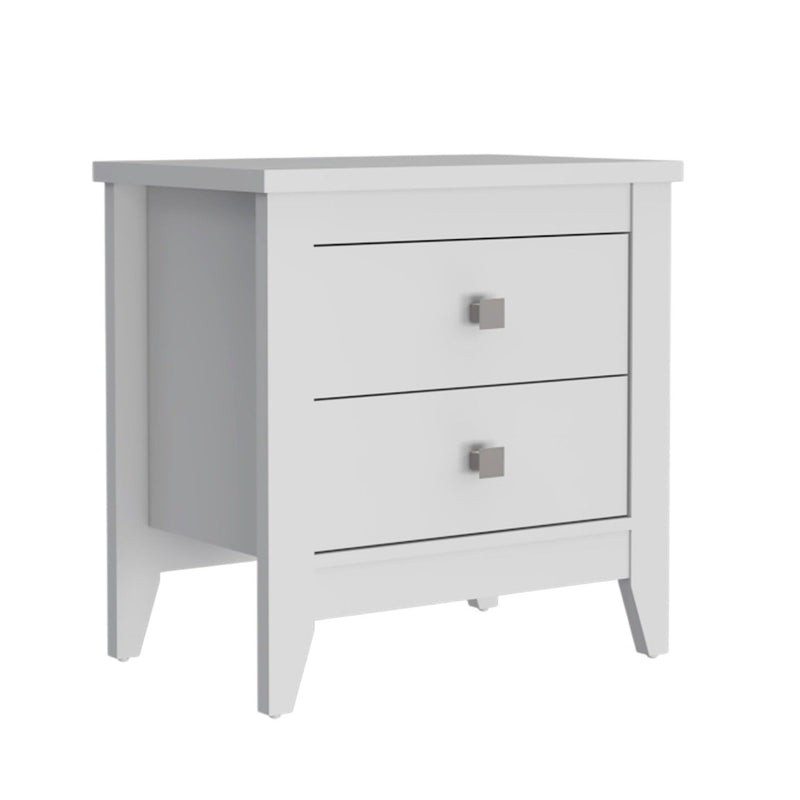 26.6" x 15.7" x 24.3" Two Drawer Faux Wood Nightstand - White