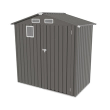Load image into Gallery viewer, Compact Outdoor Storage Shed With Peaked Roof And Lockable Door - Gray
