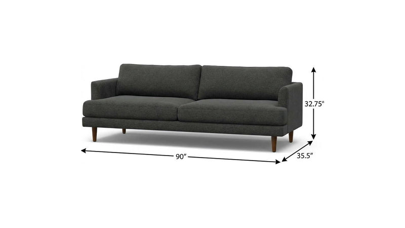 90" Fabric Sofa With Brown Legs - Gray