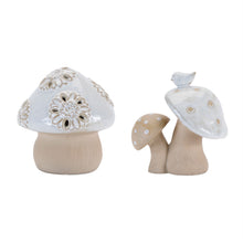 Load image into Gallery viewer, Porcelain Mushroom Tabletop Sculpture (Set of 6) - Beige / Gray

