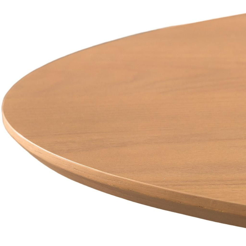 Double Pedestal Base Oval Wood Dining Table - Light Brown / Natural