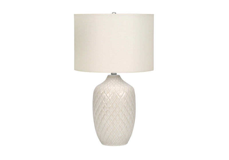 25" Ceramic Urn Table Lamp With Drum Shade - Cream