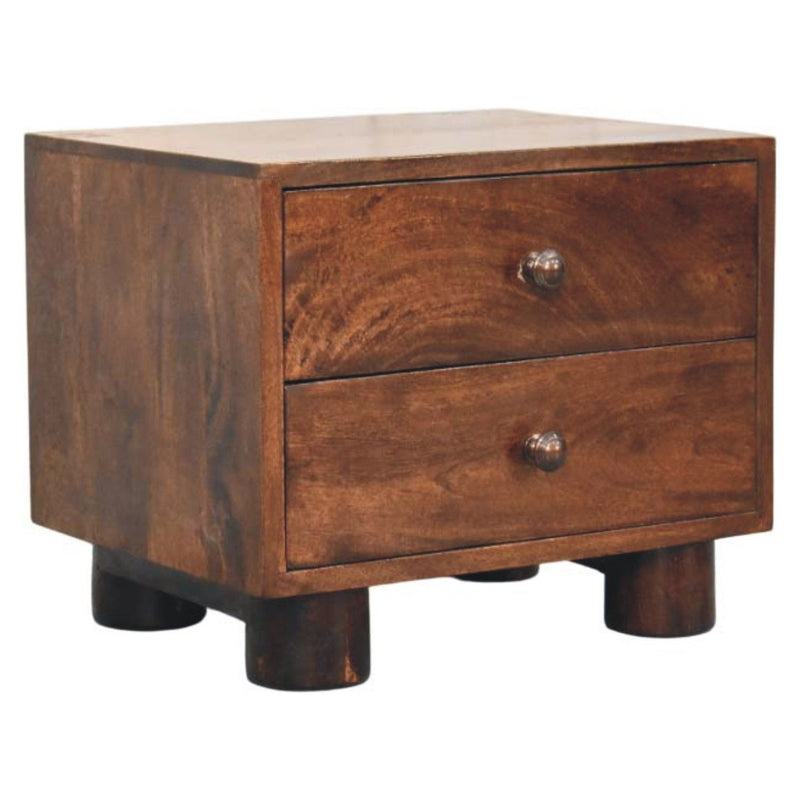 Solid Wood Two Drawer Nightstand (731528) - Walnut