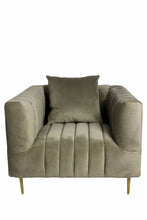 Load image into Gallery viewer, Velvet And Gold Solid Color Lounge Chair - Beige
