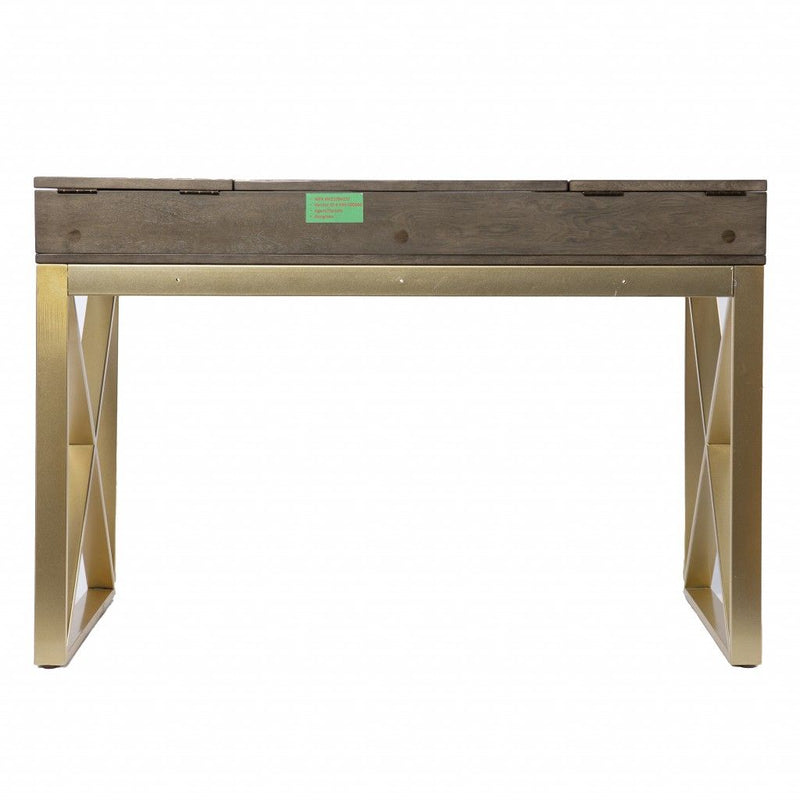 Writing Desk With Two Drawers - Gray / Gold