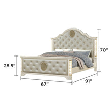 Load image into Gallery viewer, Jasmine - Queen Size Tufted Upholstery &amp; LED Bed - Beige
