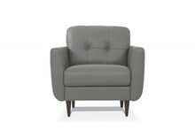 Load image into Gallery viewer, Genuine Leather And Black Tufted Arm Chair 35" - Pesto Green
